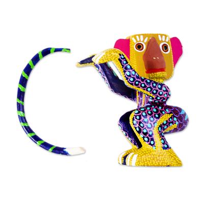 Wood alebrije figurine, 'Cheeky Monkey' - Oaxacan Wood Alebrije Figurine