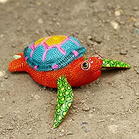 Featured review for Wood alebrije figurine, Orange Turtle