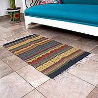 Zapotec wool accent rug, 'Quiet Hills of Mitla' 2x3.5 - 2 x 3.5 Ft Handwoven Zapotec Wool Accent Rug from Mexico