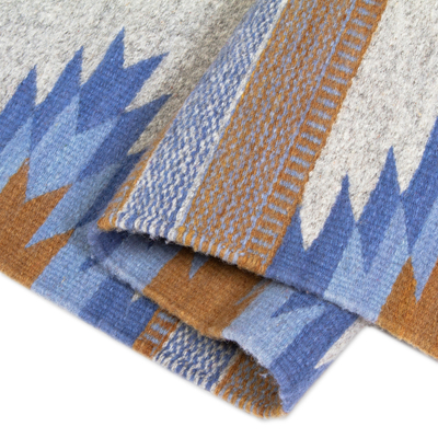 Zapotec wool accent rug, 'Clouded Sky' 2x3.5 - Blue & Grey 2 x 3.5 Ft Handwoven Zapotec Wool Accent Rug fro
