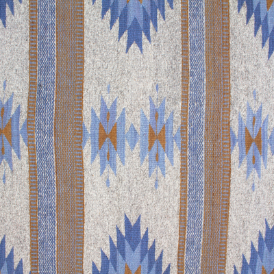 Zapotec wool accent rug, 'Clouded Sky' 2x3.5 - Blue & Grey 2 x 3.5 Ft Handwoven Zapotec Wool Accent Rug fro