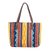 Zapotec leather accent wool tote bag, 'Afternoon Fiesta' - Handwoven Fiesta Motif Leather Accent Wool Zapotec Tote Bag