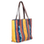 Zapotec leather accent wool tote bag, 'Afternoon Fiesta' - Handwoven Fiesta Motif Leather Accent Wool Zapotec Tote Bag