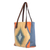 Zapotec leather accent wool tote bag, 'Zapotec Moonlight' - Handwoven Diamond Motif Leather Accent Wool Zapotec Tote Bag (image 2c) thumbail
