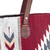 Zapotec leather accent wool tote bag, 'Red Starburst' - Handwoven Leather Accent Red Wool Zapotec Tote Bag