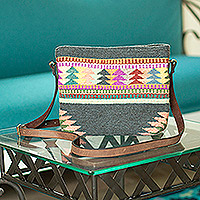 Featured review for Leather accent wool sling bag, Zapotec Pines