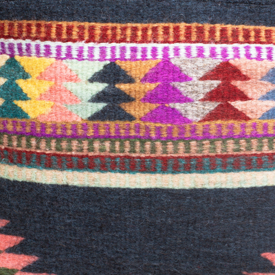 Bolso bandolera de lana con detalles de piel - Bolso bandolera zapoteca tejido a mano con detalle de cuero de lana gris