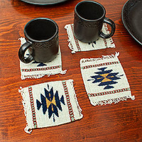 Wool coasters, 'Midnight Star' (set of 4) - Handcrafted Wool coasters (Set of 4)