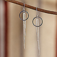 Sterling silver waterfall earrings, 'Rainy Season' - Long Taxco Sterling Silver Earrings