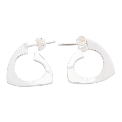 Sterling silver half-hoop earrings, 'Modern Art' - Contemporary Sterling Silver Half-Hoop Earrings