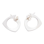 Sterling silver half-hoop earrings, 'Modern Art' - Contemporary Sterling Silver Half-Hoop Earrings