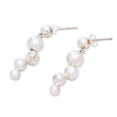 Sterling silver dangle earrings, 'Bubble Shine' - Modern Taxco Sterling Silver Earrings