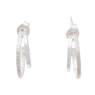 Modern Half-Hoop Sterling Silver Earrings