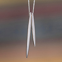 Sterling silver pendant necklace, 'Filaments' - Modern Sterling Silver Pendant Necklace