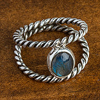 Labradorite cocktail ring, 'Under Your Spell' - Natural Labradorite and Sterling Silver Ring