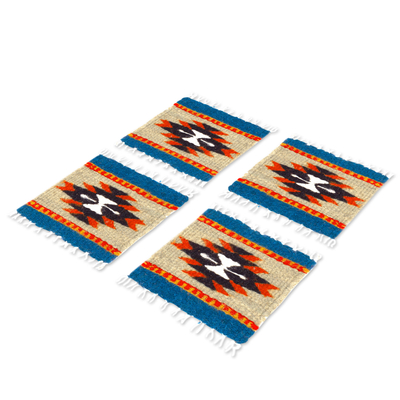 Wool coasters, 'Oaxacan Star' (set of 4) - Artisan Crafted Wool Coasters (Set of 4)