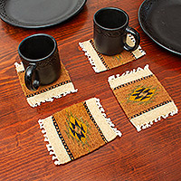 Wool coasters, 'Oaxacan Dunes' (set of 4) - Artisan Crafted Wool Coasters (Set of 4)