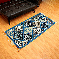 Wool area rug, 'Oaxacan Baroque' (2.5x5) - Handloomed Wool Area Rug (2.5x5)