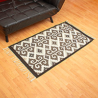 Wool area rug, 'Oaxacan Scroll' (2.5x5) - Artisan Handwoven Wool Area Rug (2.5x5)