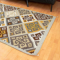 Wool area rug, 'Arroyo' (4x6.5) - Earth-Toned Wool Area Rug (4x6.5)