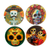 Decoupage coasters, 'Day of the Dead in Mexico' (set of 4) - Day of the Dead Theme Decoupage Coasters (Set of 4)