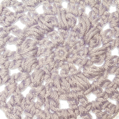 Cotton blend crocheted coasters, 'Light Blue-Grey Pinwheel' (set of 4) - Set of 4 Handmade Light Blue-Grey Crocheted Coasters