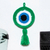 Crocheted wall accent, 'See No Evil in Green' - Hand Crocheted Evil Eye Accent