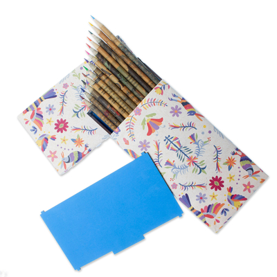 Lápices de colores de papel reciclado, 'Otomi Colors' (juego de 12) - Juego de lápices de colores ecológicos en caja (juego de 12)
