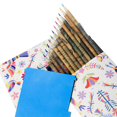 Buntstifte aus Recyclingpapier, „Otomi Colors“ (12er-Set) - Umweltfreundliches Buntstiftset in Box (12er-Set)