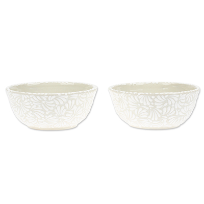 Keramikschalen, (Paar) - 2 handbemalte Keramikschalen im Talavera-Stil aus Alabaster