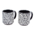 Ceramic mugs, 'Spring Shadows' (pair) - Pair of Floral Talavera Ceramic Mugs in Black from Mexico (image 2a) thumbail