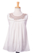 Sleeveless cotton blouse, 'Highlands' - Artisan Crafted Sleeveless White Cotton Blouse from Mexico thumbail