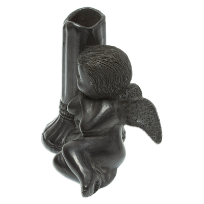 Ceramic taper candleholder, 'Sleeping Angel' - Handmade Taper Candleholder in Ceramic