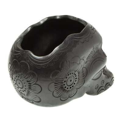 Pflanzgefäß aus Keramik - Barro Negro Totenkopf-Pflanzer