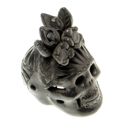 Keramikfigur - Barro Negro Totenkopf Figur aus Mexiko