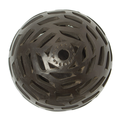 Portavelas de cerámica - Portavelas barro negro hecho a mano