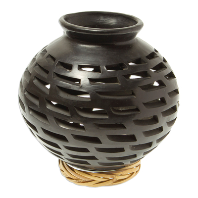 Jarrón decorativo de cerámica - Jarrón decorativo de barro negro