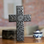 Ceramic wall cross, 'Oaxacan Faith' - Artisan Crafted Barro Negro Wall Cross thumbail