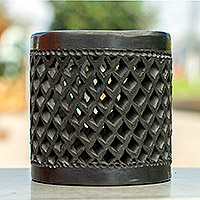 Decorative ceramic vase, 'San Bartolo Breeze' - Unique Barro Negro Decorative Vase