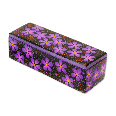 Decorative wood box, 'Wild Oaxacan Beauty' - Artisan Crafted Decorative Floral Box