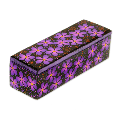 Decorative wood box, 'Wild Oaxacan Beauty' - Artisan Crafted Decorative Floral Box