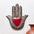 Embossed tin wall accent, 'Hand of Fatima' - Artisan Crafted Metal Wall Accent from Mexico