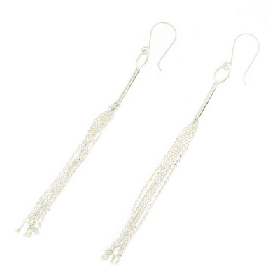 Sterling silver waterfall earrings, 'Charming Chains' - Waterfall Earrings Made with 925 Sterling Silver from Taxco
