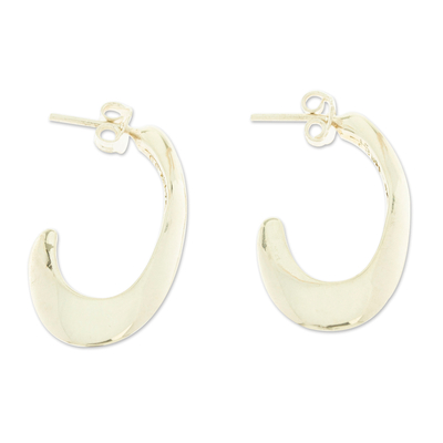 Sterling silver half-hoop earrings, 'Rock the Cradle' - Half-hoop Earrings Crafted from 925 Sterling Silver in Taxco