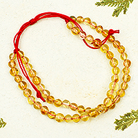 Amber beaded bracelet, 'Youthful Amber Love' - Handcrafted Amber Beaded Red Bracelet from Mexico