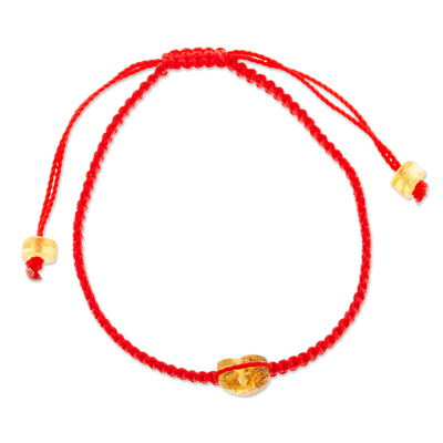 Macrame Bracelet with Amber Pendant from Mexico