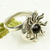 Amber cocktail ring, 'Fabulous Eclipse' - Sterling Silver Amber Sun and Moon Cocktail Ring from Mexico (image 2) thumbail