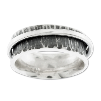 Silver meditation ring, ‘Mystical Orbit’ - Unisex 950 Silver Meditation Ring from Mexico