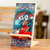 Decoupage wood phone stand, 'Catrina Romance' - Day of the Dead Themed Phone Stand (image 2) thumbail