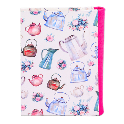 Amate paper journal, 'Tea Party' - Teapot Motif Handcrafted Journal